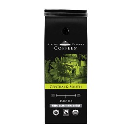 Stone Temple Coffees - Central & South, Whole Bean, Medium Roast, Certified USDA & COR Organic and Fair Trade, 100% Arabica Grade A, 1lb/454g Bag