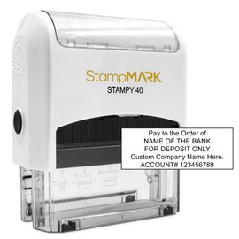 StampMark for Deposit Only Customized Office Self Inking Stamp - 5-Lines - Large - Choose from 15 Ink Colors