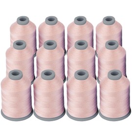 Simthread All Purposes Sewing Thread, 12 Spools Size 40D/2 Polyester Thread for Sewing, Quilting & Sewing Machine - Handy Polyester Sewing Threads for Sewing Machine (Pink)