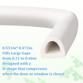 19.7Feet Rubber Weather Stripping Door Seal, Self-Adhesive Seals for Door Window Gap, Soundproofing, Insulation Strip, Door Sealers for Door Frame (White)