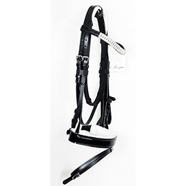 DRESSAGE BLING SHOW BRIDLE DIAMOND BROWBAND PATENT NOSEBAND (PONY)