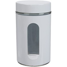 ZELLER PRESENT - zeller boite de cuisine design metal blanc et verre 900 ml 19791