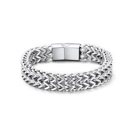 ChainsHouse Mens Chain Bracelet, 316L Stainless Steel Franco Bracelet, Cuban Link Style 12MM 8.3 Inches, Biker Style