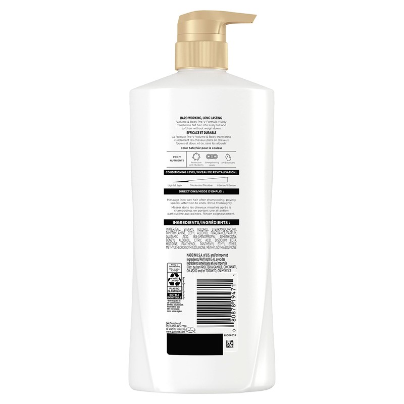 Pantene Conditioner for Fine Hair, Volume & Body, Safe for