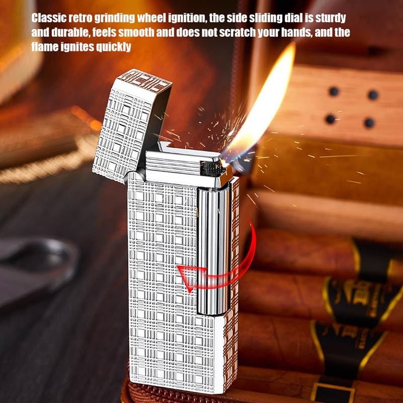 Classic Butane Lighter Metal Side Slide Lgnition Refillable Soft Flame