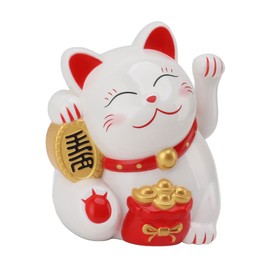 Zerodis Electric Waving Arm Fortune Cat Happy Fortune Cat Cute Ornaments for Cashier Desk Wealth and Blessing Decorations Window Car Dashboard Home Restaurant Hotel Cafe (MLY11020-1 White)