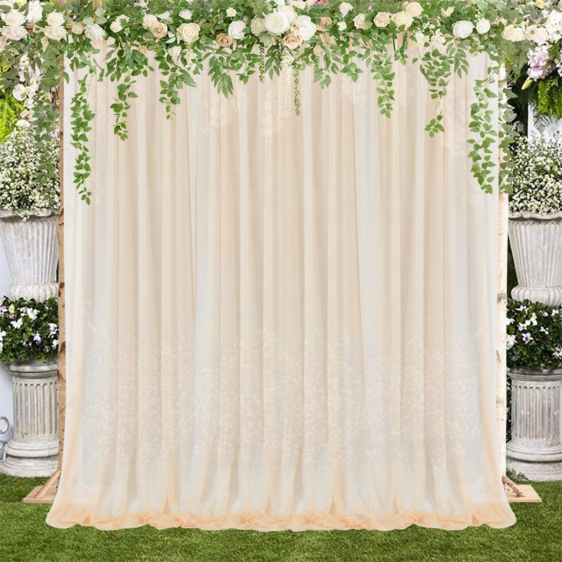 Backdrop Curtain Champagne 1.5x2.15m Yarn Durable Backdrop Drape for Wedding