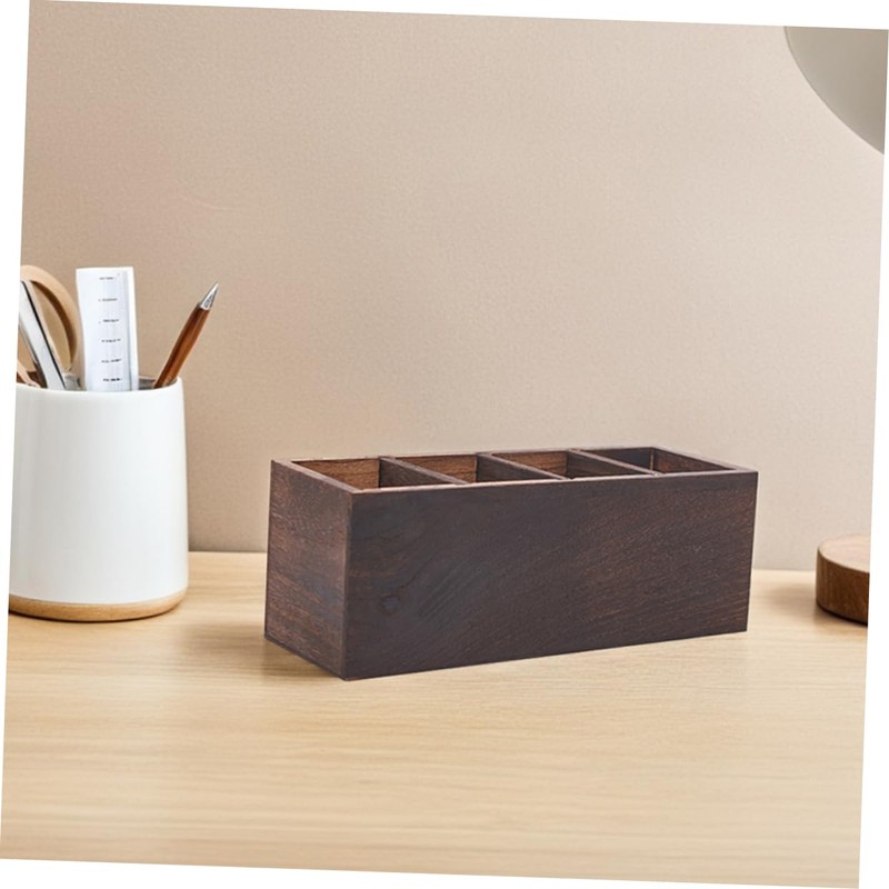 COHEALI Cosmetic Storage Box Wooden Makeup Brush Holder Organizer Desktop