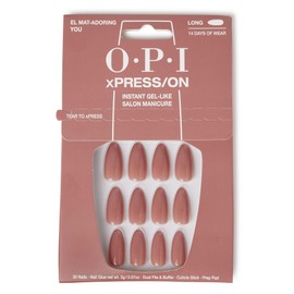 OPI OPI xPRESS/ON El Mat-Adoring You | Soft Neutral Long Almond Press On Nails | With Nail Glue | Long Lasting, Reusable, Non-damaging