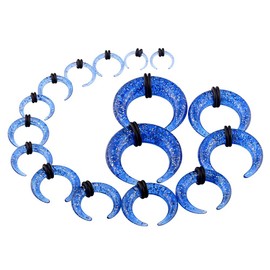YOFANST Acrylic Crescent Shaped Horseshoes Taper Set Pincher Septum Rings Gauges 14G 12G 10G 8G 6G 4G 2G 0G 00G, 9 Pairs Powder Blue
