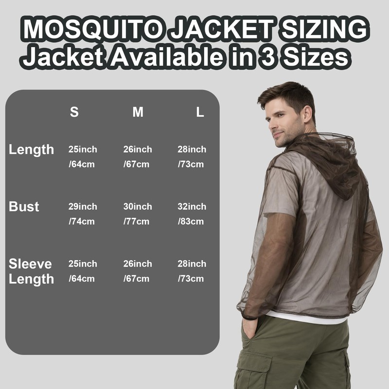 Aventik No-See-Um Mesh Mosquito Jacket for Outdoor, Multiple Sizes to