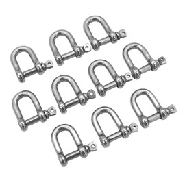 POFET 10pcs M8 316 Stainless Steel D Ring Shackle Lock Shackle Chain Buckle Lifting Bar for Heavy Duty Construction Marine Transport