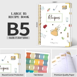 Recipe Book to Write in Your Own Recipes – Blank Recipe Book Cookbook, Hardcover Recipe Notebook Recipe Journal Hold 175 Pages Recipes with Tab Sticker, Spiral-Bound Durable Kitchen Gift, 7.5"*10" - White