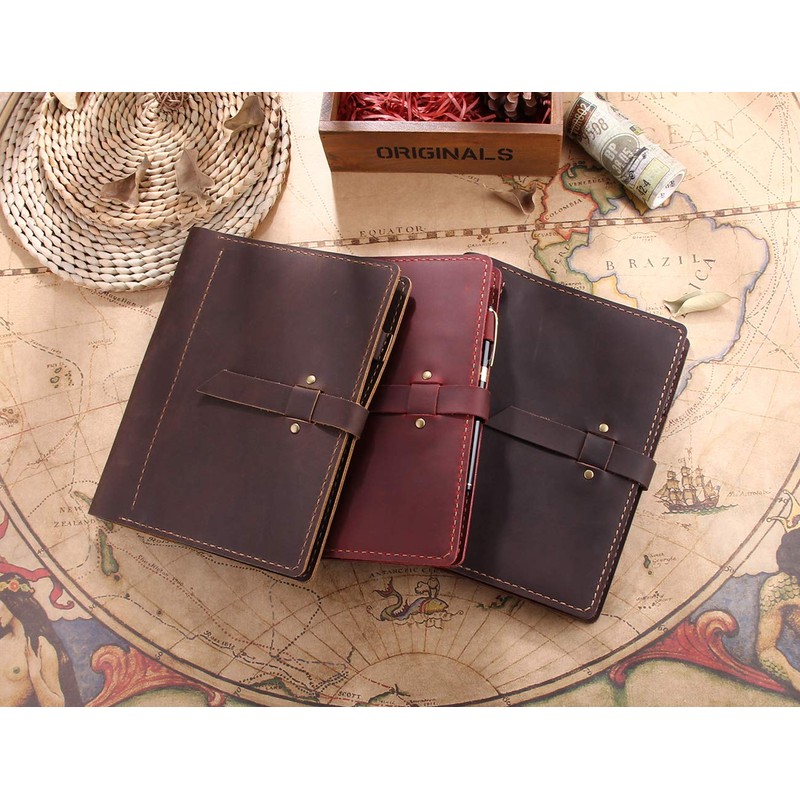 Refillable Leather Journal Writing Notebook, A5 Leather Travel Journal with