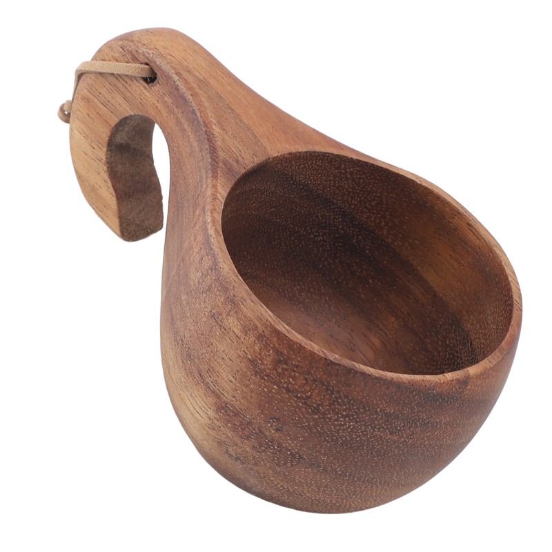 Wooden Coffee Cup with Handle Comfortable Grip Rustic Decorative Milk