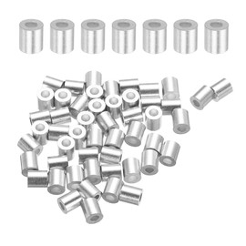 MECCANIXITY Aluminum Wire Rope Stop Sleeve 1/16"(2mm) Crimping Loop Sleeve Round Cable Ferrule for Wire Rope Cable Line, Pack of 100