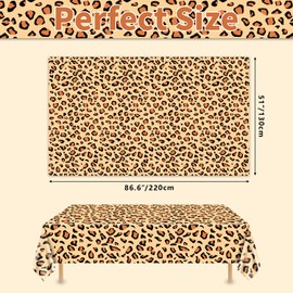 PTECDROTS 4Pcs Leopard Tablecloths, Rectangular Safari Animal Cheetah Print Table Cloths, Cheetah Party Decorations Striped Tablecloth for Zoo Jungle Safari Leopard Party Decorations, 51x 86Inch