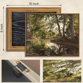 Vintage Wall Art Green Forest Lake Trees Canvas Art Prints Nature Landscape Photography Picture Modern Art Framed Wall Decor Ready to Hang for Bedroom Living Room Home Kitchen Decoration, 8x10 Inch