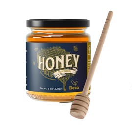 BEEA Premium Raw Uruguayan Prairie Honey | Light Amber & Mild Flavor | 100% Pure, Organic, Unfiltered, Unpasteurized | Certified Traceable & Sustainable | Single Apiary Harvest | FREE WOOD DIPPER + 1 Bottle of 8 Ounces