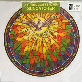 Holy Spirit Dove Suncatcher Stained Glass Window Stickers Reusable 6 Suncatchers