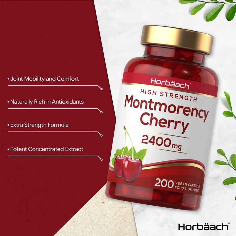 Montmorency Cherry Capsules 2400mg | 200 Count | Tart Cherry