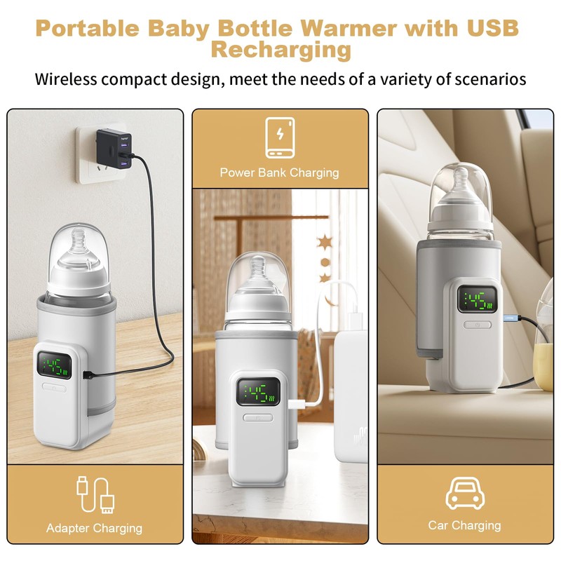 Portable Bottle Warmer - Travel-Easy,Fast Warming,6-Speed Temperature Control,Comfortsble Baby Feeding