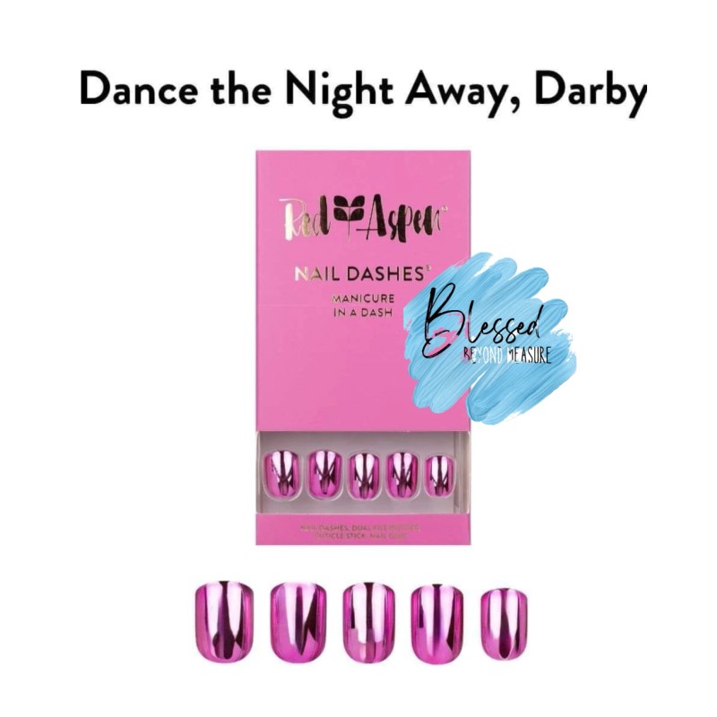 Red Aspen Press 0n Nails~Dance the Night Away, Darby~Pink Chrome~Short