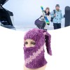 Bunny Ear Knitted Hat Purple Warm Windproof Thicken Stretchy Stylish
