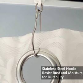 14pcs Shower Curtain Hooks,Stainless Steel Roller Balls Bath Rings,Shower Curtain Hook Rings,Heavy Duty Drapery Ringsfor Bathroom curtain Rods