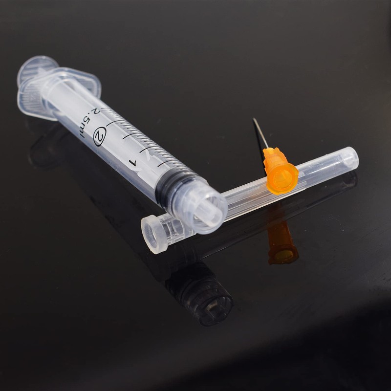 100 Pack - 2.5ml Syringes with Needle 25Ga, Individually Sealed