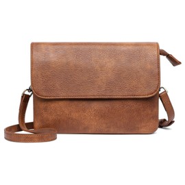 LEEXTON Women's Crossbody Shoulder Bag, Pochette, 2-Way Genuine Leather, Lightweight, Commuting, Travel, Shoulder Bag, Simple, Stylish, Mother's Day, Gift, Braun