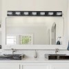 Modern 45\" Black 7-Light LED Vanity Fixture Square Acrylic Lampshades