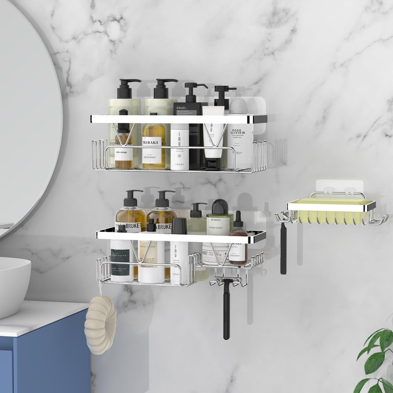 KEGII Shower Shelf without Drilling, Bathroom Shower Shelf, Shower Basket,