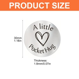 Pocket Hug Token, Long Distance Relationship Encouragement Keepsake Gifts, Thinking of You Gifts Special Gifts Pocket Hugs Double Sided Inspirational Pocket Hug Token Gift with Leather Keychains