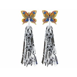 F&R BICYCLE GRIPS METALLIC STAR POM-POM STREAMERS SOCCER BALL DESIGN MULTI/COLOR.