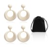 NIDHFG 2 Pairs of Hollow Round Earrings, 1 Piece of Velvet Bag, Creative Resin Hanging Earrings, Women's Retro Fashion Earrings, Clothing Jewelry.