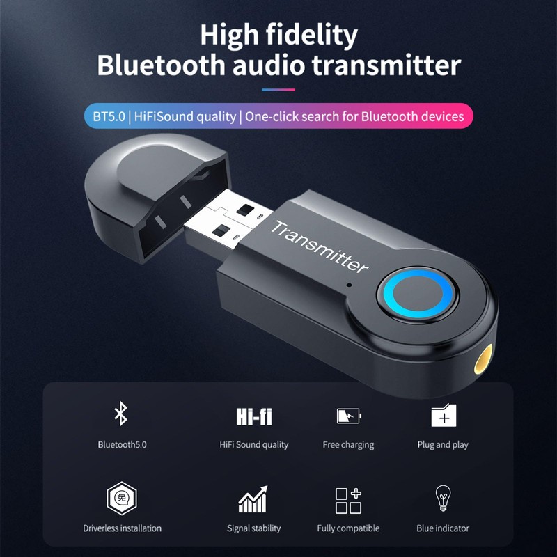USB Bluetooth Transmitter for TV, Bluetooth V5.0 Audio Transmitter Adapter