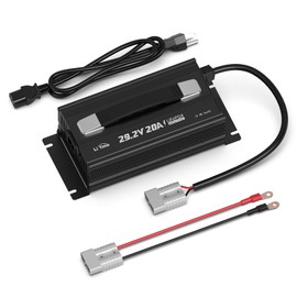 LiTime 29.2 V 20 A Lithium Battery Charger Designed for 24V LiFePO₄ Battery, Fast, Smart & Safe Support 0V Reactivation and 4‑Stage Protection, Deep Cycle Rechargeable Batteries of Home, RV