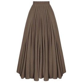 Scarlet Darkness Women Renaissance Long Maxi Skirt High Waist Flowy A Line Skirts Brown M