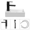 White Wall Mounted Ceramic Bathroom Sink, 7" x 14" Rectangle