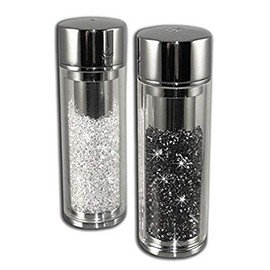 Crystal Collections Series Combined-Pepper-and-Salt-shakers, 3.8" In Height, Black/White