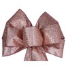 Rose Gold Glitter Glimmer Wired Holiday Wreath Bow (8, Large)