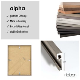 nielsen Alpha Picture Frame, 20 x 30 cm, Aluminium, Matte Stainless Steel, Photo Frame for Standing and Hanging in Portrait and Landscape Format, Real Glass, Alpha