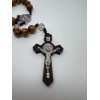 Light Brown Wooden Rosary with Saint St Benedict with Beautiful