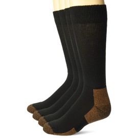 Carolina Ultimate Men's Copper Non-Binding Seamless Crew Socks 4 Pair Pack, Black, Large
