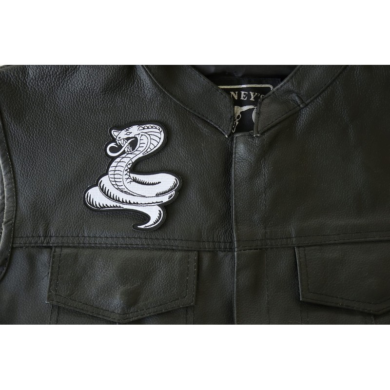 Cobra White Patch - 3.5x4 inch. Embroidered Iron on Patch