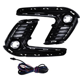 YLT AUTO Pair of Front Bumper Fog Light Dual Color LED DRL Turn Signal Light Replacement Kit with Harness for 2017 2018 Hyundai Elantra (Left and Right)