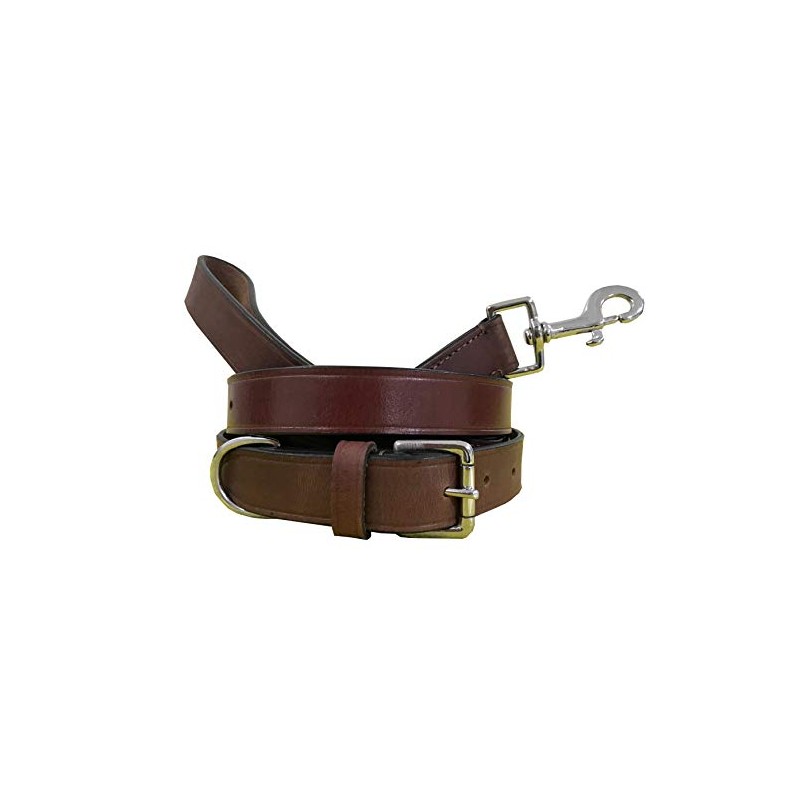 BRADLEY CROMPTON Genuine Leather Matching Pair Dog Collar and Lead
