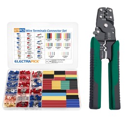 Mmaxboss Crimpadora de Terminales Kit 678Piezas, Juego de terminales de cable de crimpado Kit de conector eléctrico de alambre aislado termocontraíble Caja surtida con alicates pelacables portátil