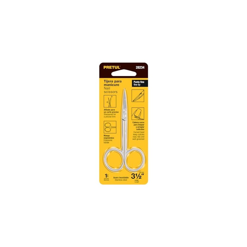 Tijera p/manicure 3-1/2", punta curva